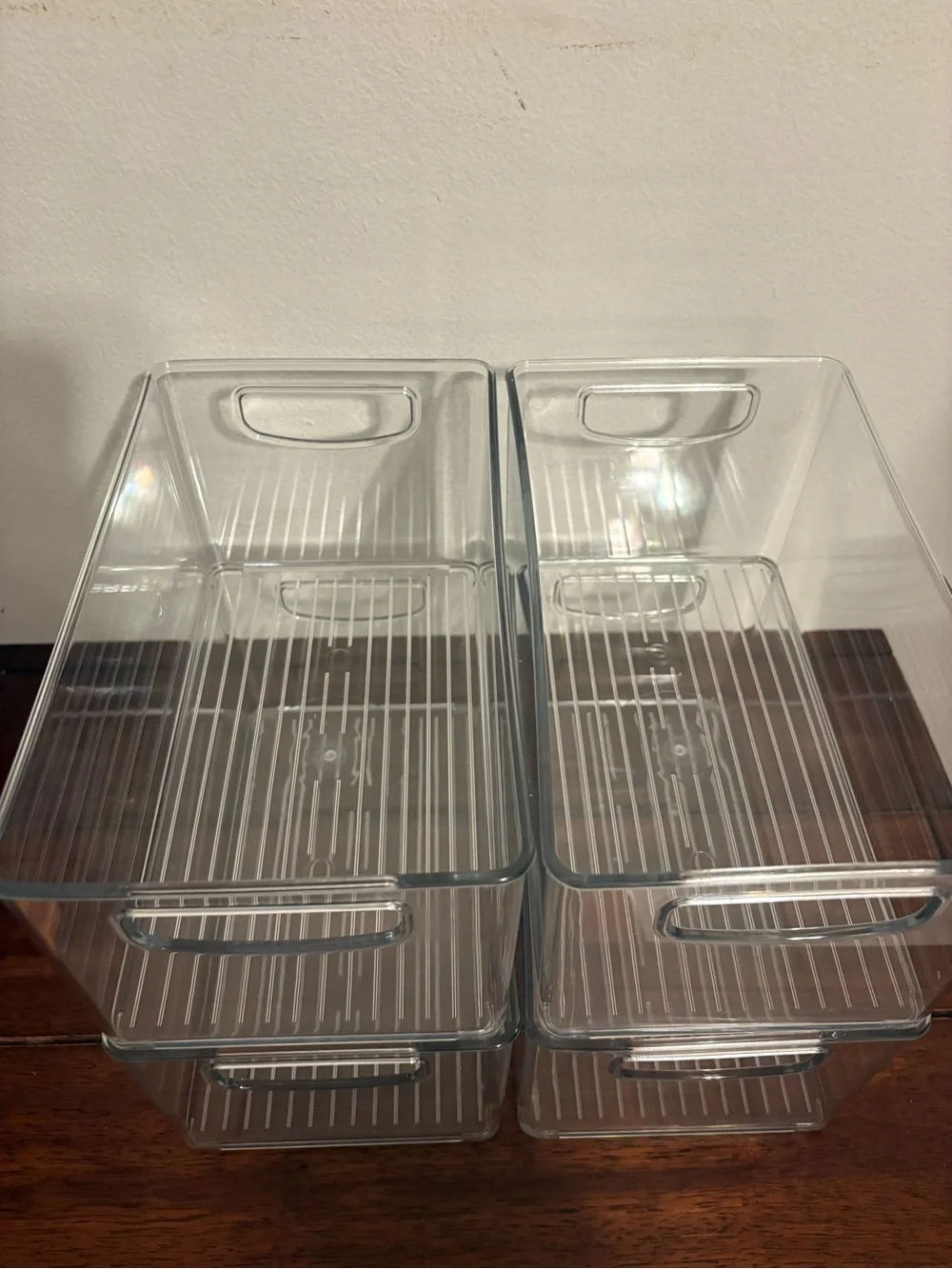 Clear Stackable Storage Bins with Handles - Set of 4